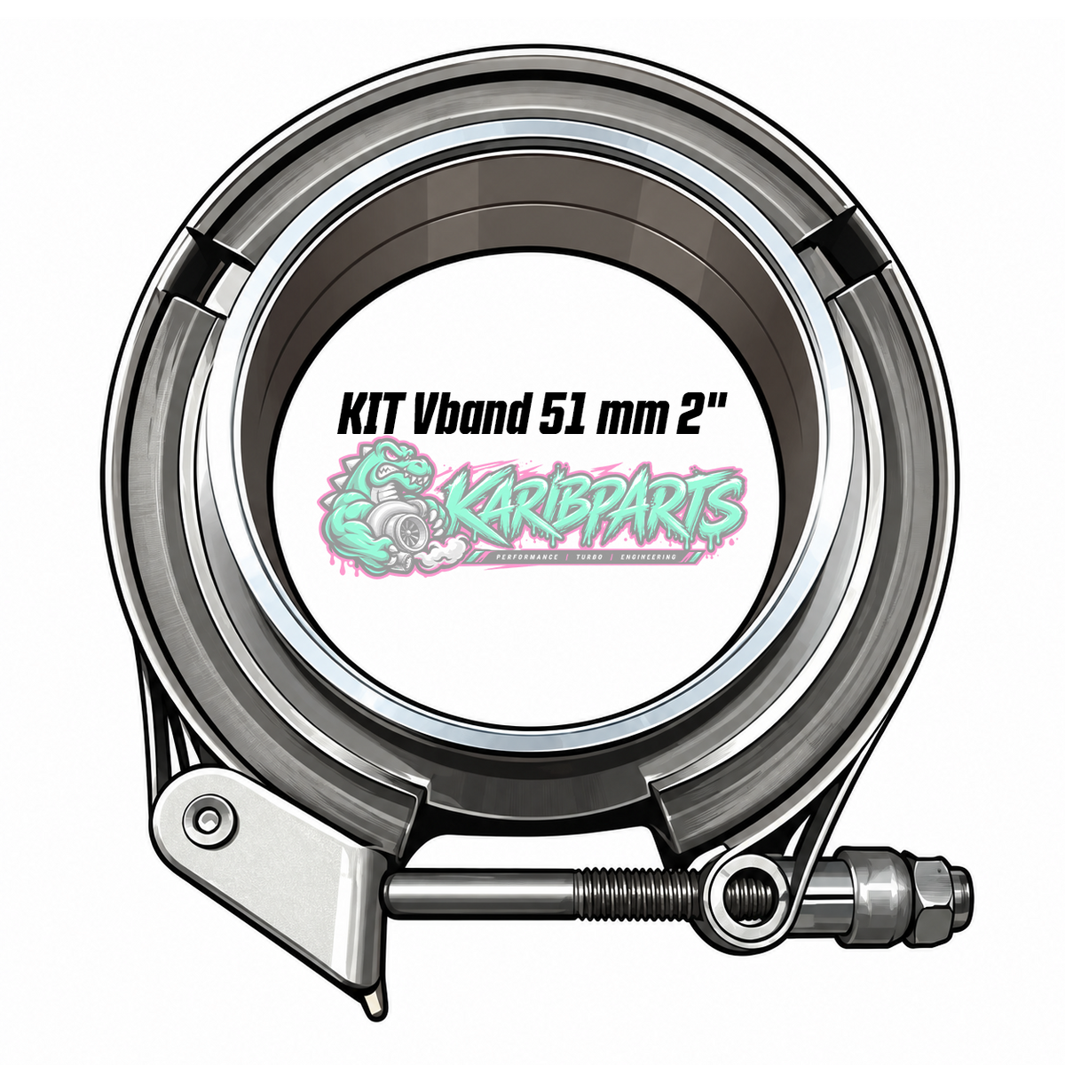Vband 51mm 2.25" Stainless Steel Collar Kit with PERFHUNTER Positioning Groove