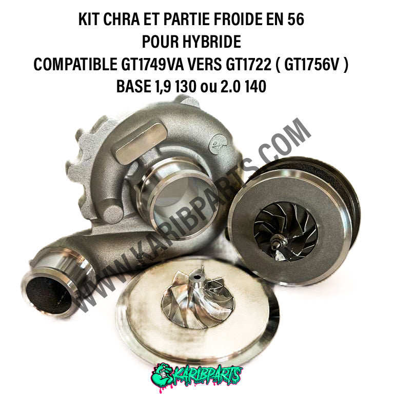 CHRA + PARTIE FROIDE COURBEE pour hybride GT1756VA pour VW VAG | 724930 1,9 tdi 130 | 712078-0001, 716216-0001 GT1749VA