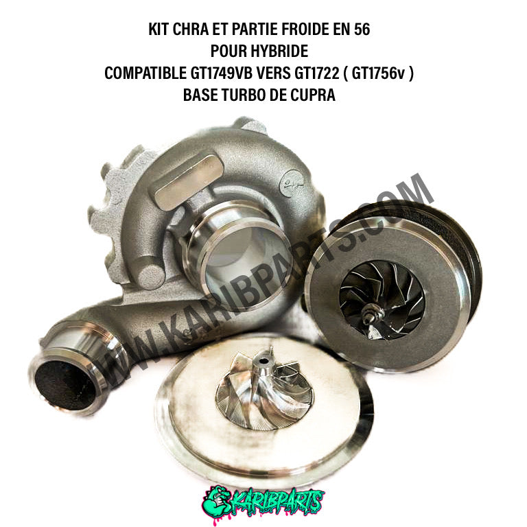 CHRA + PARTIE FROIDE COURBÉE pour hybride GT1756VB pour VW VAG | 705650-0001, 716213-0001 GT1749VB