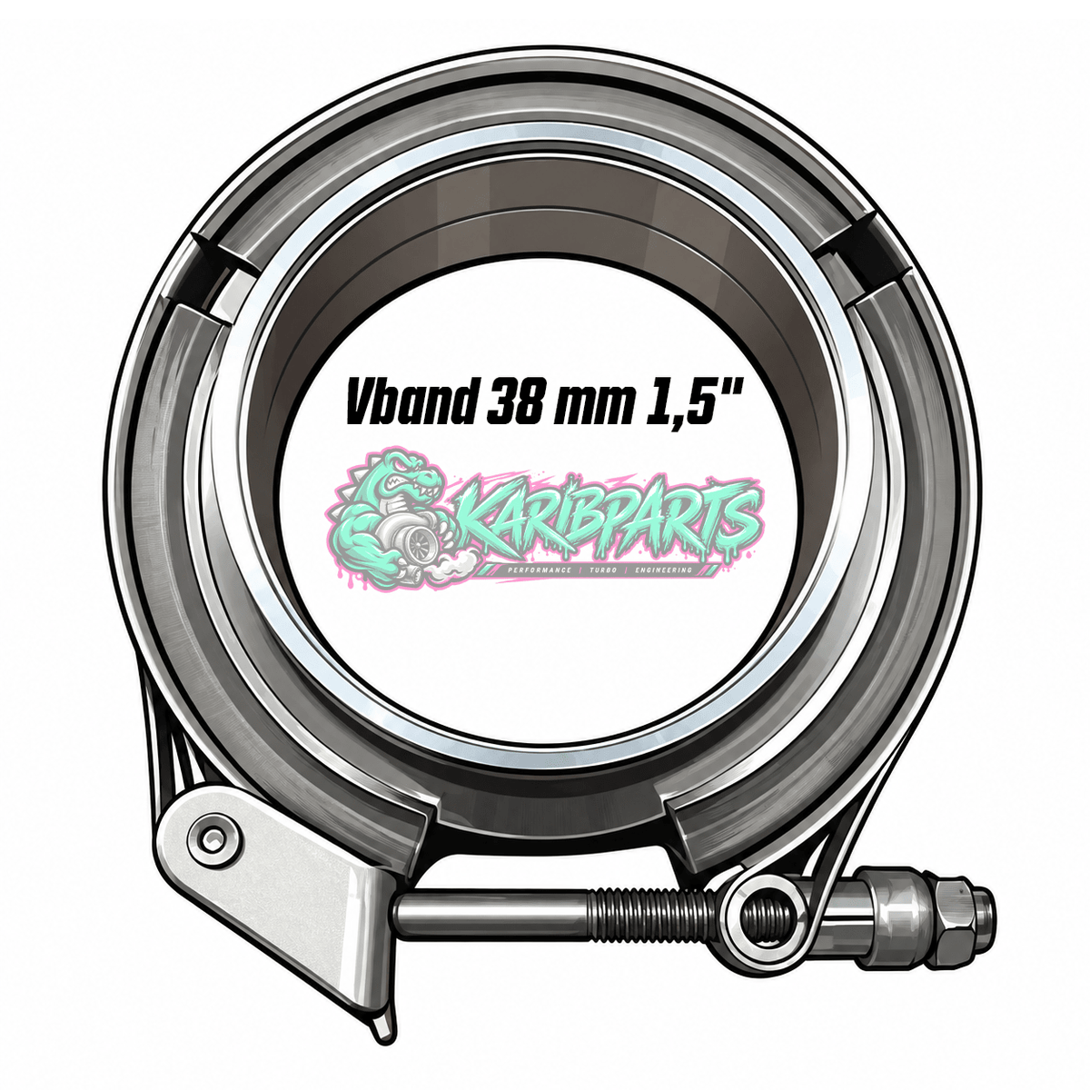 Kit collier Vband 38 mm 1,5" inox avec gorge de positionnement PERFHUNTER - KARIBPARTS