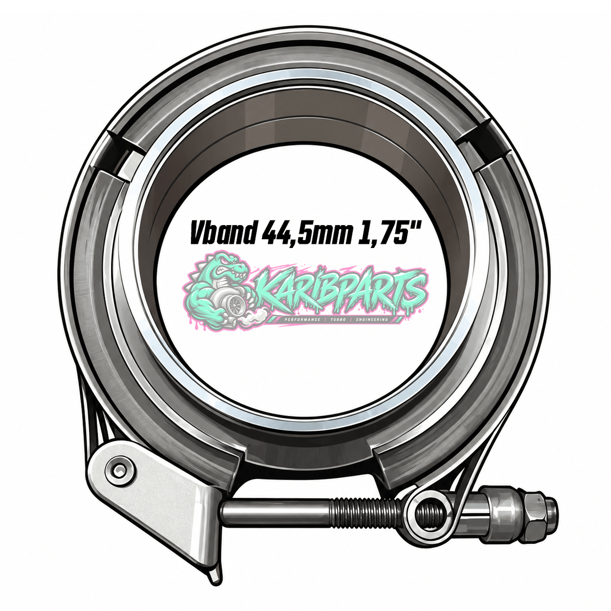 Kit collier Vband 44,5mm 1,75" inox avec gorge de positionnement PERFHUNTER - KARIBPARTS