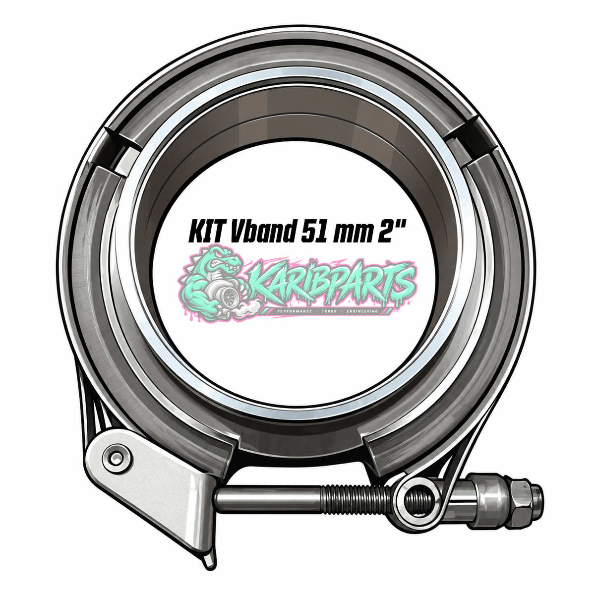 Kit collier Vband 51 mm 2" inox avec gorge de positionnement PERFHUNTER - KARIBPARTS