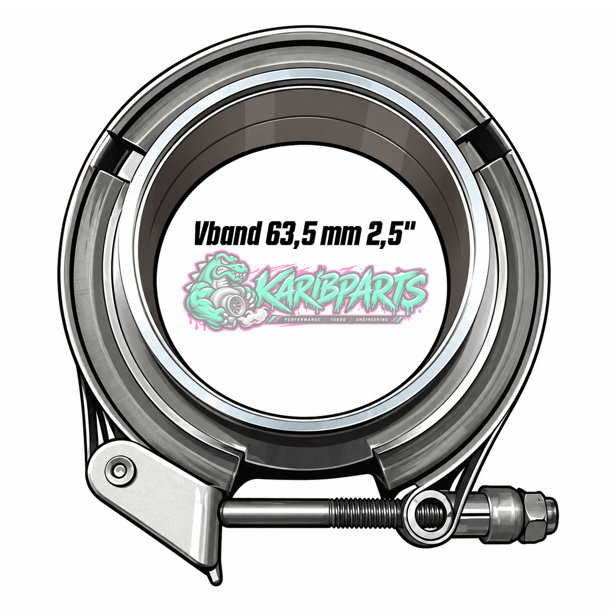 Kit collier Vband 63,5 mm 2,5" inox avec gorge de positionnement PERFHUNTER - KARIBPARTS