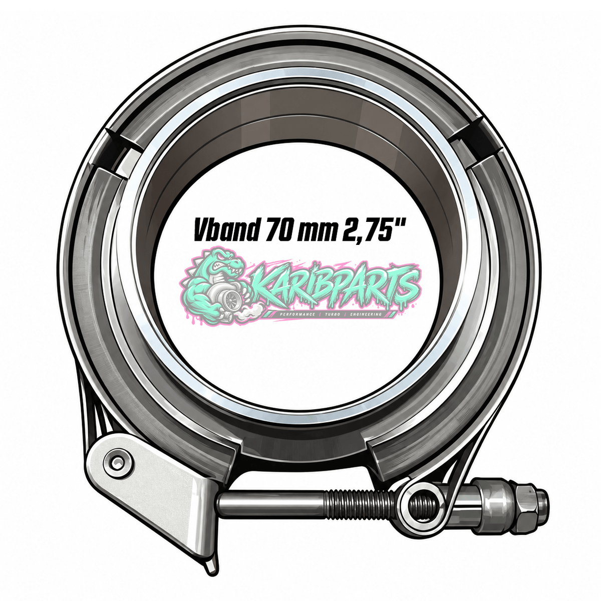Kit collier Vband 70 mm 2,75" inox avec gorge de positionnement PERFHUNTER - KARIBPARTS