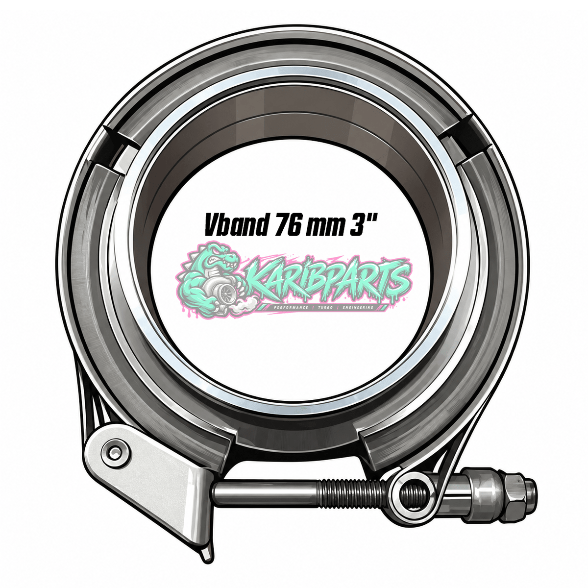 Kit collier Vband 76 mm 3" inox avec gorge de positionnement PERFHUNTER - KARIBPARTS