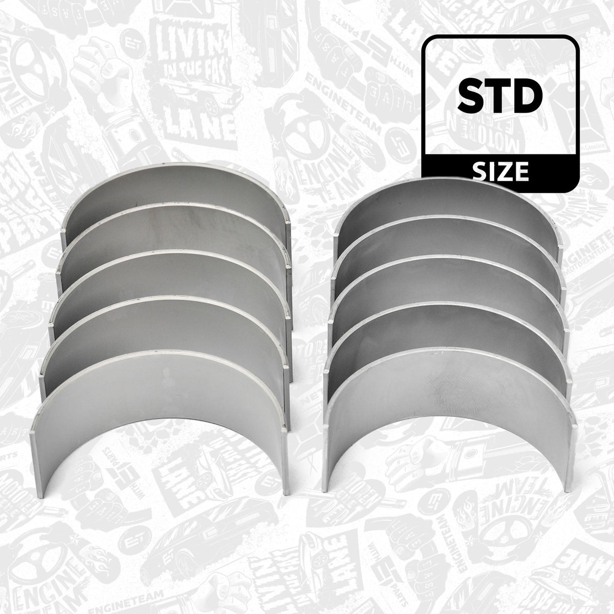 Kit de Coussinets de BIELLE X5 BIELLES TAILLE STD (Connecting Rod Bearing Set) V-2,5TDI AXE AXD BNZ 2004+ LP002700 - | Engineteam | Références OEM : 038105701A, 038105701B, 038105701C IDENTIQUE 1,9 TDI 130/150/160 2,0 TDI 140 ET 2,5 TDI - KARIBPARTS