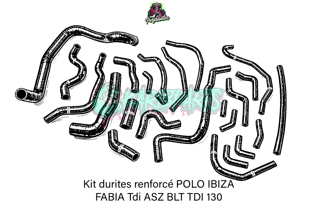 Kit Durites Refroidissement Silicone Perfhunter – pour moteurs 1.9 TDI PD130 / ASZ / BLT IBIZA POLO FABIA - KARIBPARTS