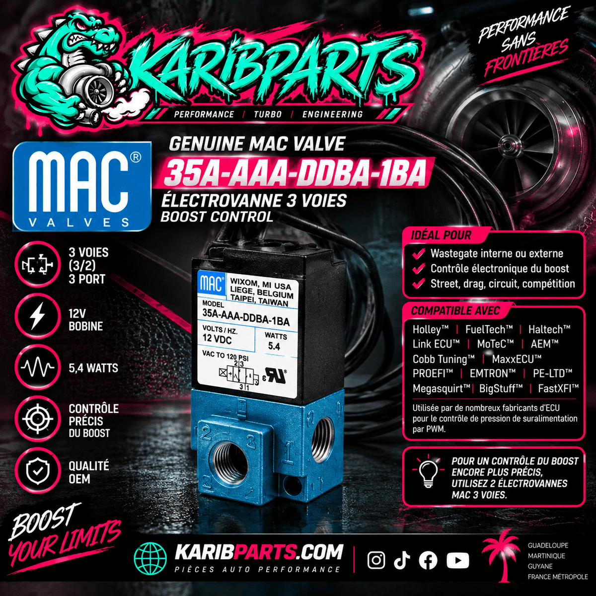 Mac Valve 3 Port Boost Control Solenoid 35A-AAA-DDBA-1BA - KARIBPARTS