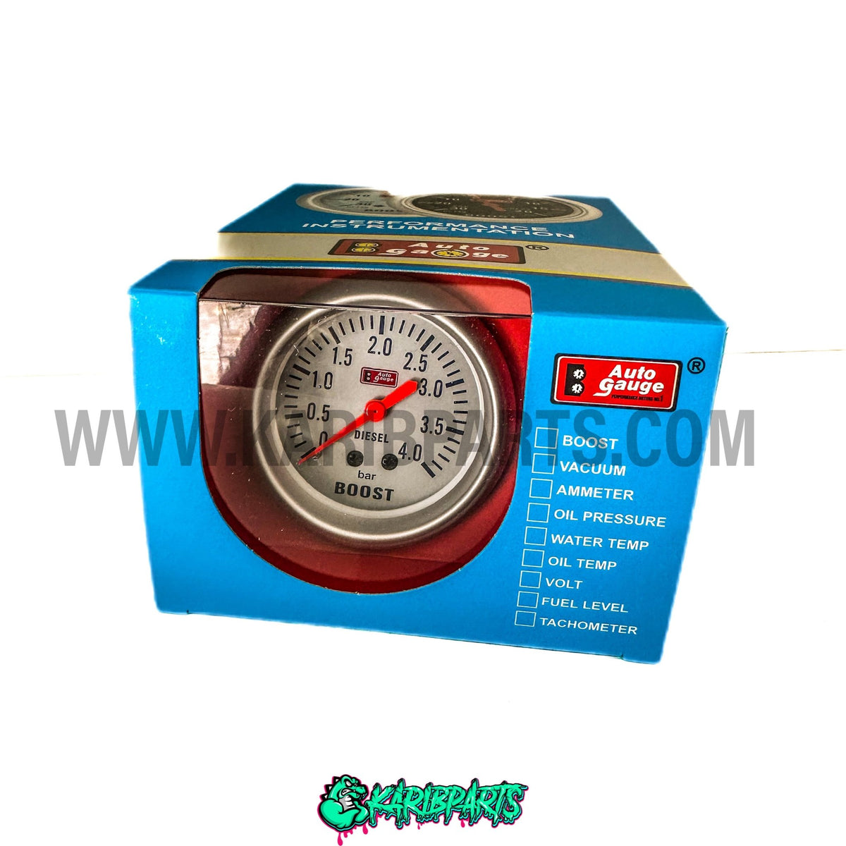 Manomètre Pression Turbo 0- 4 BAR Capteur Pneumatique Affichage Aiguille 60mm AUTOGAUGE - KARIBPARTS