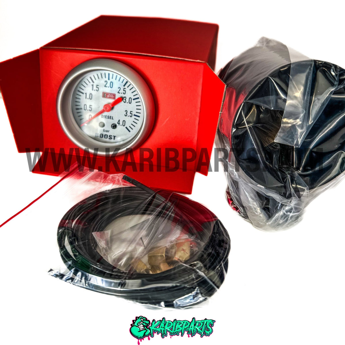 Manomètre Pression Turbo 0- 4 BAR Capteur Pneumatique Affichage Aiguille 60mm AUTOGAUGE - KARIBPARTS