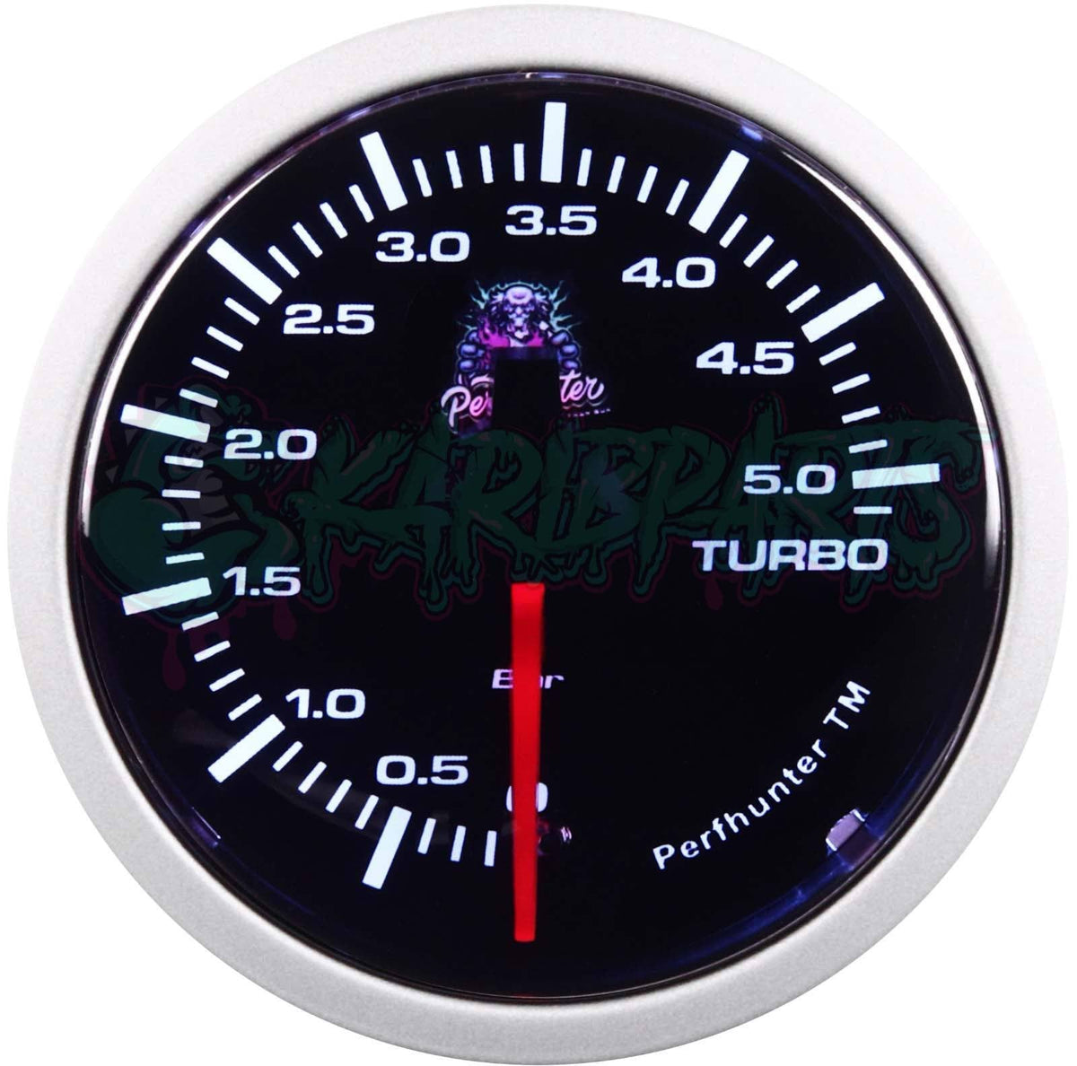 Manomètre Pression Turbo 0 - 5 BAR Capteur Pneumatique Affichage Aiguille 52mm PERFHUNTER - KARIBPARTS