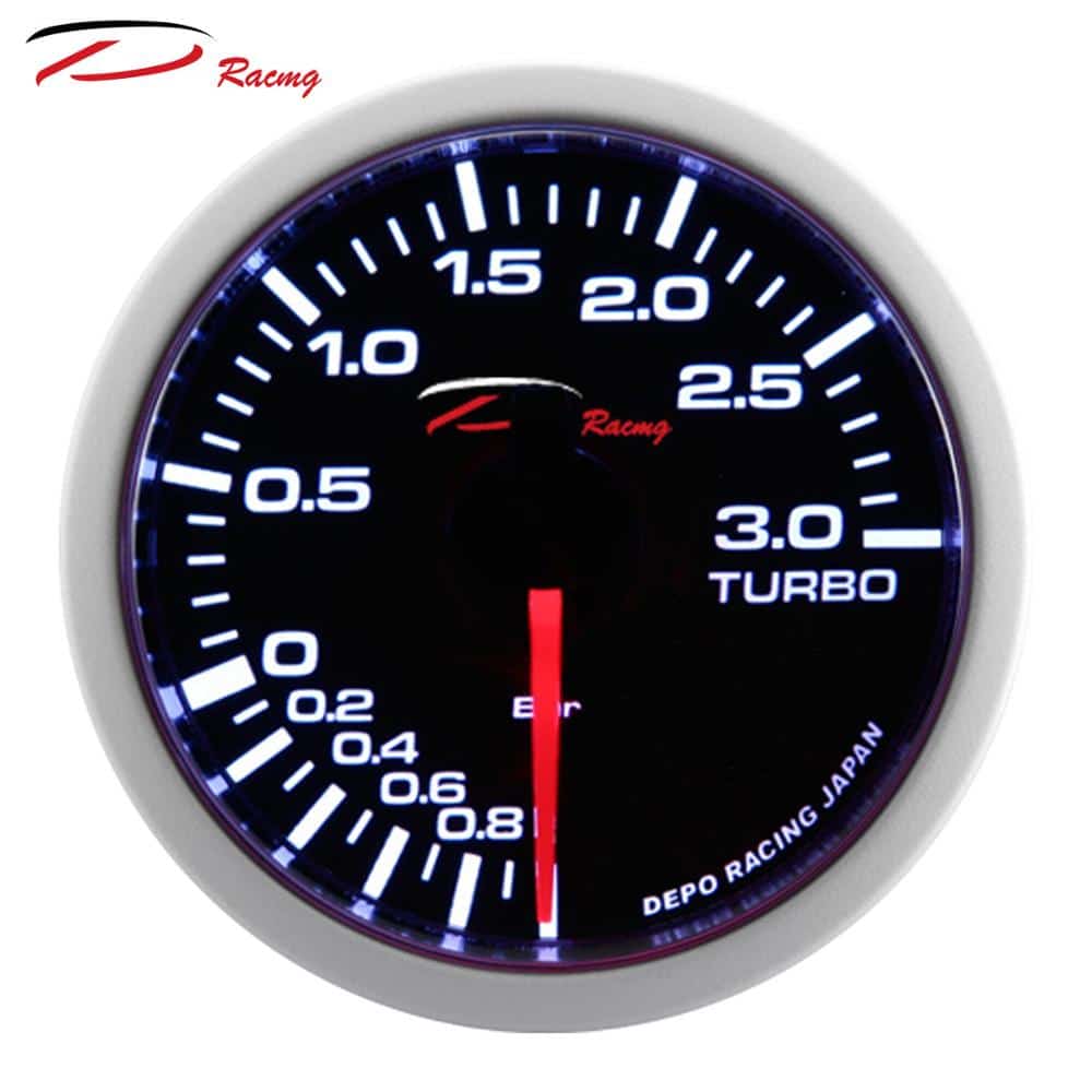 Manomètre Pression Turbo -1 - 3 BAR Capteur Pneumatique Affichage Aiguille 52mm DEPO RACING