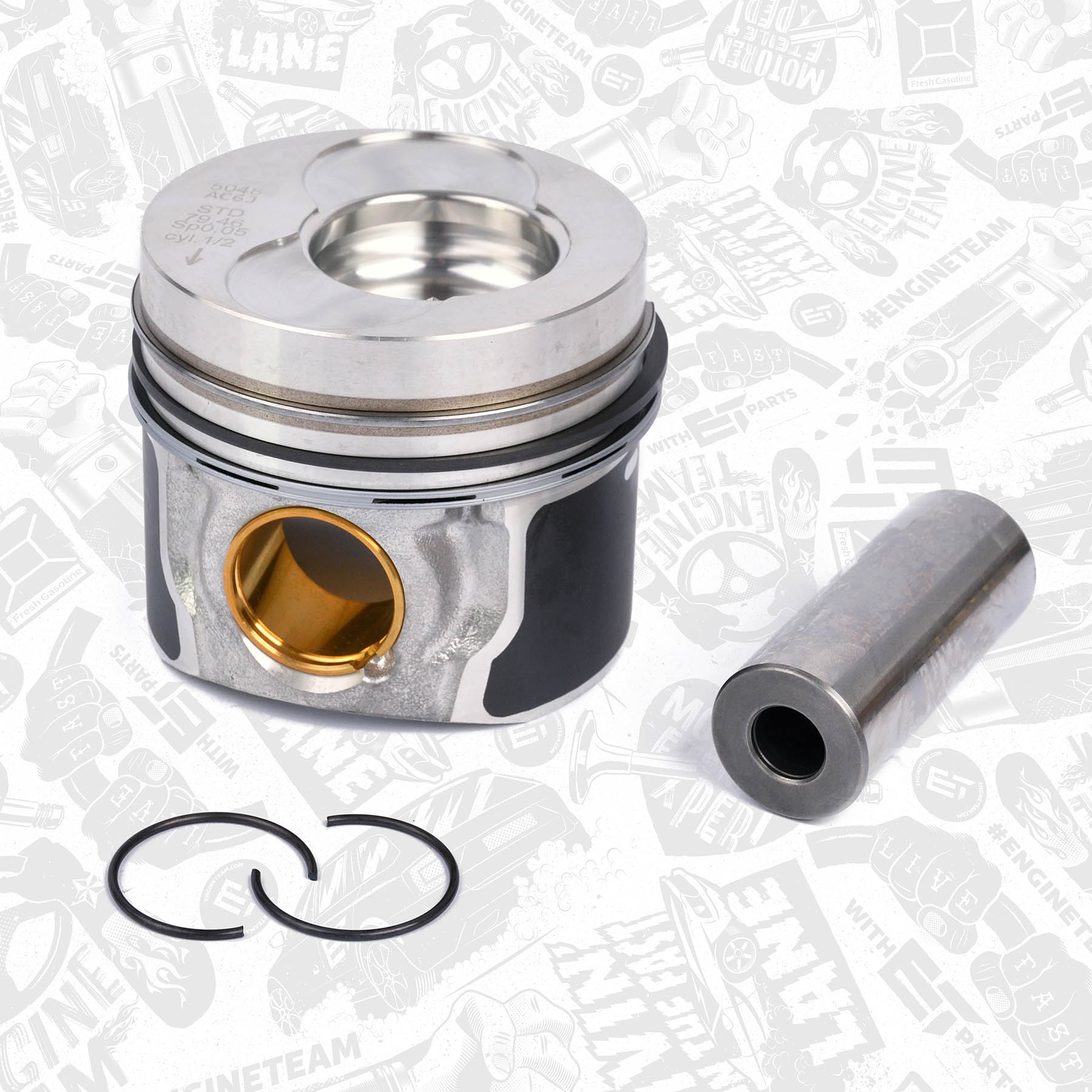 PISTON NEUF X1 AVEC SEGMENTS CYLINDRE 1 et 2 pour moteur 1.9 TDI PM001800 - ET ENGINETEAM
