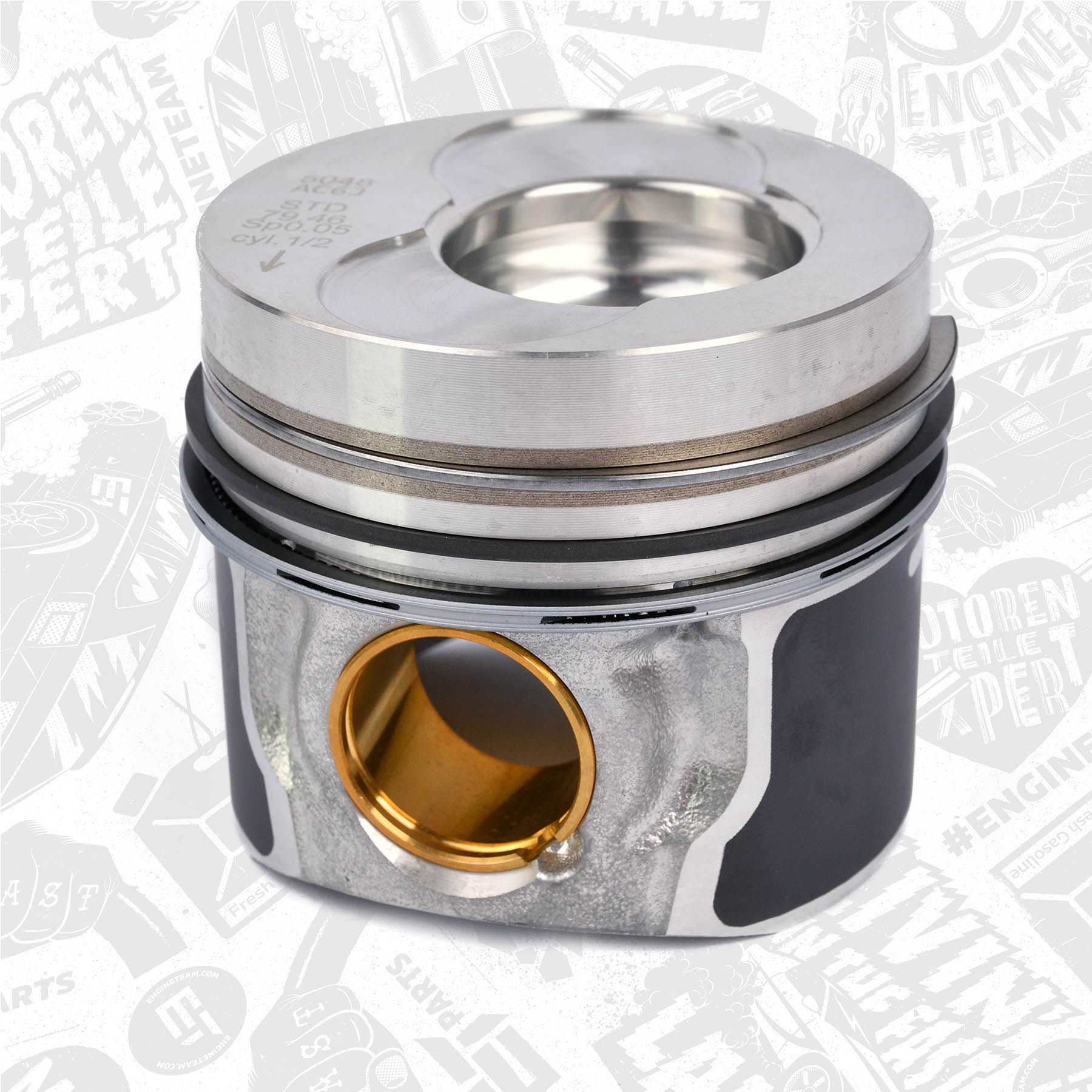 PISTON NEUF X1 AVEC SEGMENTS CYLINDRE 1 et 2 pour moteur 1.9 TDI PM001800 - ET ENGINETEAM