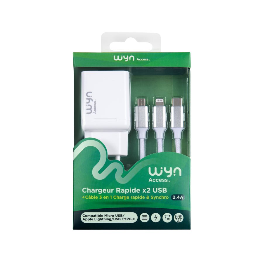 Chargeur avec câble 3 en 1 - KARIBPARTS