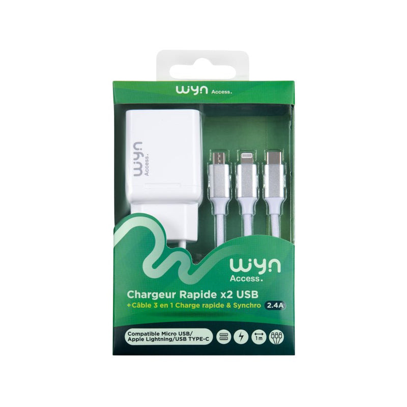 Chargeur avec câble 3 en 1 - KARIBPARTS