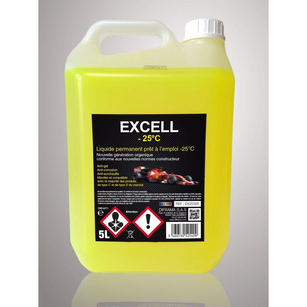 Liquide de refroidissement excel -25° 5l jaune - KARIBPARTS