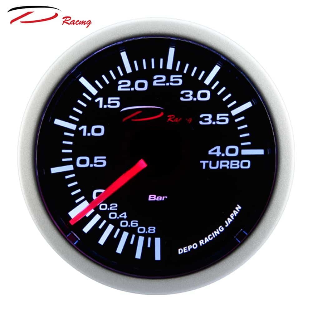 Manomètre Pression Turbo 0 - 4 BAR Capteur Pneumatique Affichage Aiguille 52mm DEPO RACING - KARIBPARTS