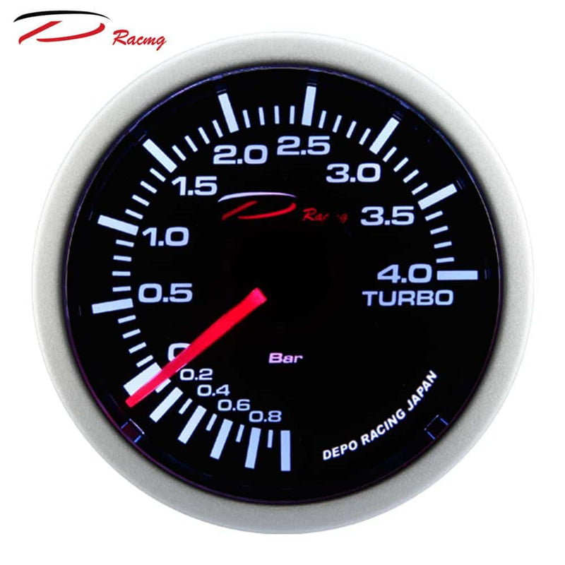 Manomètre Pression Turbo 0 - 4 BAR Capteur Pneumatique Affichage Aiguille 52mm DEPO RACING - KARIBPARTS