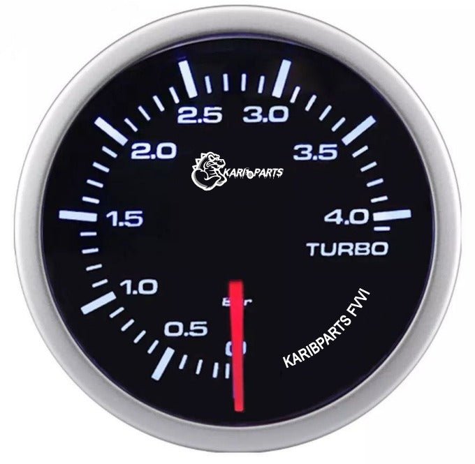 Manomètre Pression Turbo 0 - 4 BAR Capteur Pneumatique Affichage Aiguille 52mm KARIBPARTS - KARIBPARTS