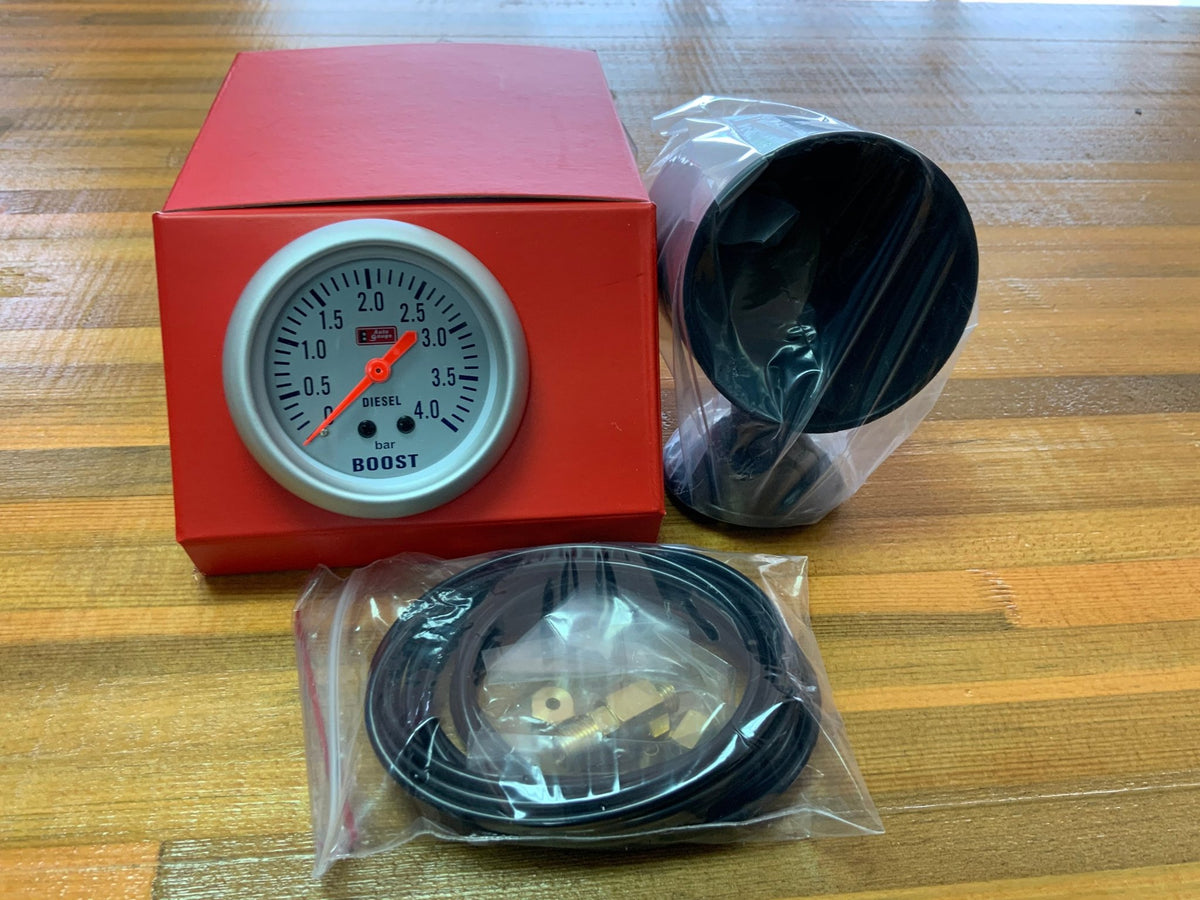 Manomètre Pression Turbo 0- 4 BAR Capteur Pneumatique Affichage Aiguille 60mm AUTOGAUGE - KARIBPARTS