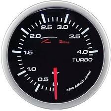 Manomètre Pression Turbo 0 - 4 BAR Capteur Pneumatique Affichage Aiguille 52mm DEPO RACING